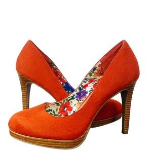 Fioni Kambridge Orange Suede High Heel Pumps US Size 8.5 Women's Dress Shoes